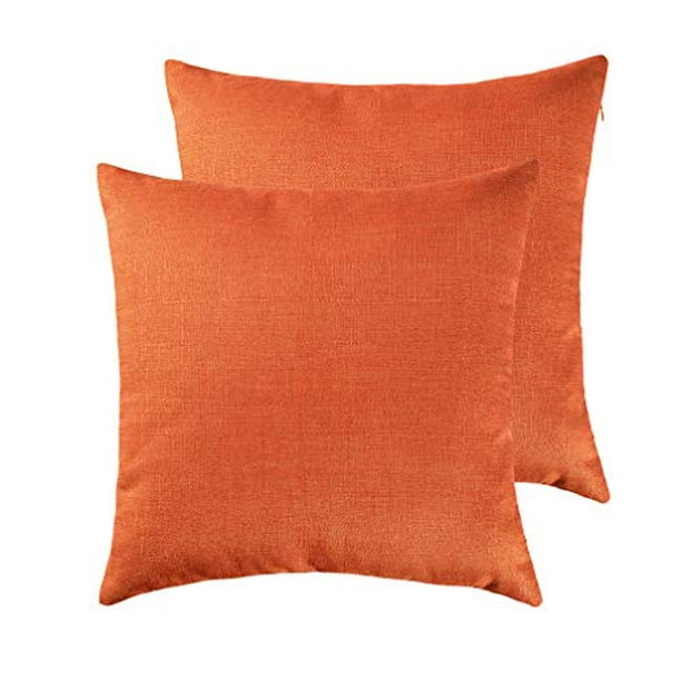 RainRoad Orange Decorative Throw Pillow Cover for Sofa Couch Bedroom Car Cotton Linen Pillow Case Cushion Cover Set of 2 Orange 18 x 18Inch 45cm x 45cm 